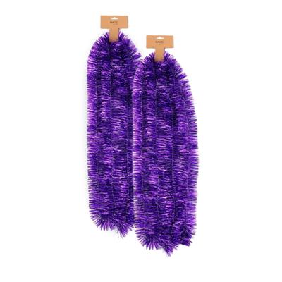 Kerstslinger - 2x - paars - folie - 270 cm x 7,5 cm - lametta - kerstboomslinger Kerstslinger - 2x - paars - folie - 270 cm x 7,5 cm - lametta - kerstboomslinger