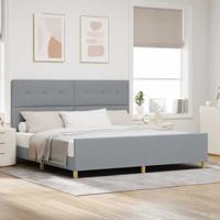 Bedframe met hoofdeinde Lichtgrijs 200 x 200 cm Stof