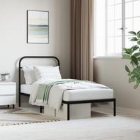 Bedframe met hoofdbord metaal zwart 90x200 cm