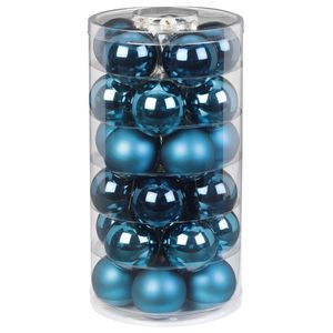 60x stuks glazen kerstballen diep blauw 6 cm glans en mat - Kerstbal
