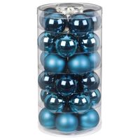 30x stuks glazen kerstballen diep blauw 6 cm glans en mat - Kerstbal - thumbnail