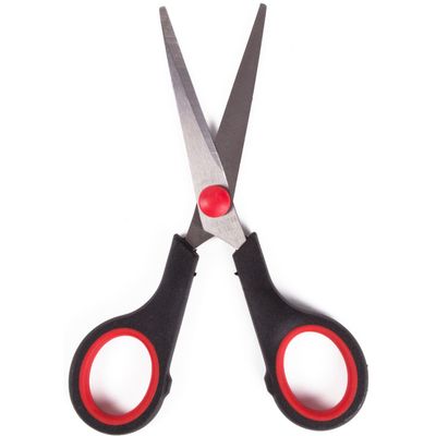 Benson huishoud/keukenschaar - zwart/rood - rvs/kunststof - 13 cm