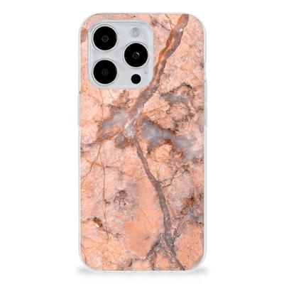 iPhone 15 Pro Max | TPU | Siliconen hoesje | Marmer Oranje