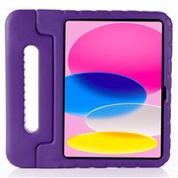 Lunso - iPad 10 (2022) - EVA Schokbestendige Kinderhoes met handvat - Paars