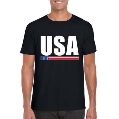Zwart USA supporter t-shirt voor heren