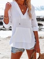 Casual Long Sleeve Plus Size Hooded Tops - thumbnail