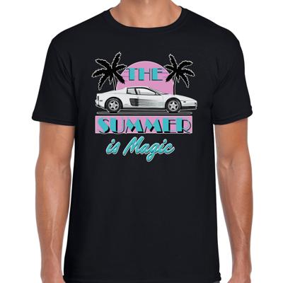 Toppers verkleed T-shirt heren - The summer is Magic - zwart - Miami auto - Tropische feestkleding