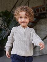 Sweater met col voor jongens gemêleerd beige