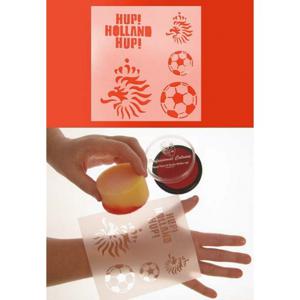 Schmink sjabloon voetbal - hup Holland hup tekst - kind en volwassenen - 12 x 13 cm