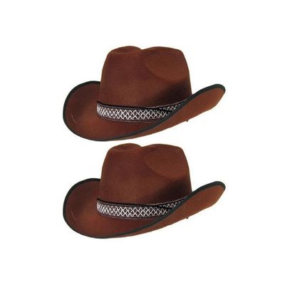 2x stuks cowboyhoed bruin volwassenen