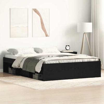 Bedframe zonder matras 135x190 cm bewerkt hout zwart eikenkleur