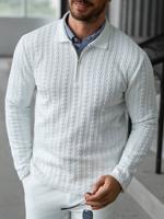 Bon&Bon Homme Men's Jacquard Knitted Long Sleeve Polo Shirt - Black White_2 / M