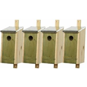 Set van 4 houten vogelhuisjes/nestkastjes lichtgroen 26 cm