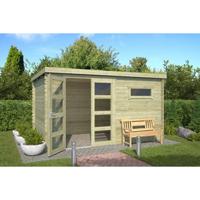 Blokhut Timian 380x230 Olijfgroen Geimpregneerd - Outdoor life