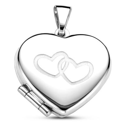 Hanger Medaillon Hart 2 foto's zilver 15,5 x 16,5 cm