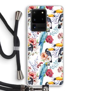 Bloemen tukan: Samsung Galaxy S20 Ultra Transparant Hoesje met koord