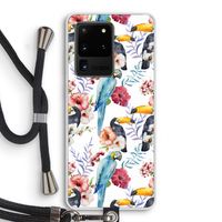 Bloemen tukan: Samsung Galaxy S20 Ultra Transparant Hoesje met koord