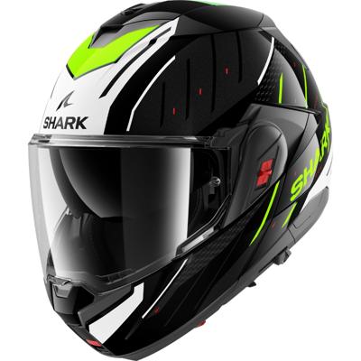 SHARK OXO Rydger, Systeemhelm, Zwart-Wit-Geel KWY