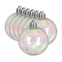 Decoris kerstballen - 12x stuks - 6 cm - transparant parelmoer - kunststof