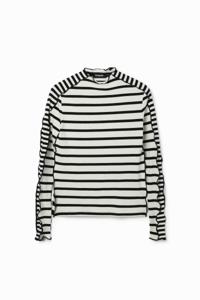 T-shirt gestreepte patch - WHITE - XL