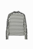 T-shirt gestreepte patch - WHITE - XL