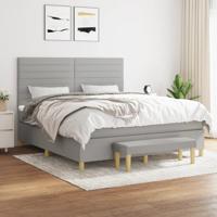 Boxspring met matras stof lichtgrijs 160x200 cm