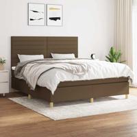 Boxspring met matras stof donkerbruin 180x200 cm
