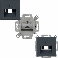 Netwerkaansluiting cat6A 1 x 8 polig RJ45 met inzetplaat Gira E2 zwart