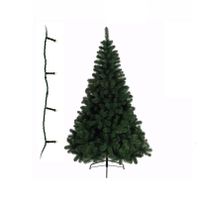 Groene kunst kerstboom 150 cm inclusief helder witte kerstverlichting   -