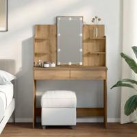 Kaptafel met LED-verlichting 96x40x142 cm artisanaal eikenkleur