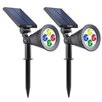 LUMISKY Set van 2 waterdichte buitenlampen voor zonne-energie - 4 gekleurde LED's - 200 Lm - Zwenkkop op 90 ° C