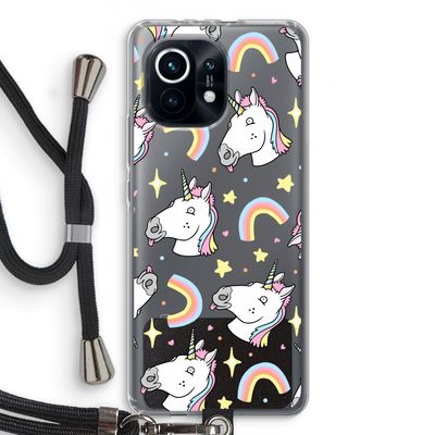 Rainbow Unicorn: Xiaomi Mi 11 Transparant Hoesje met koord