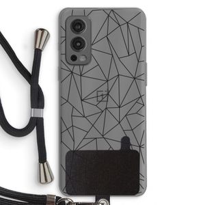Geometrische lijnen zwart: OnePlus Nord 2 5G Transparant Hoesje met koord