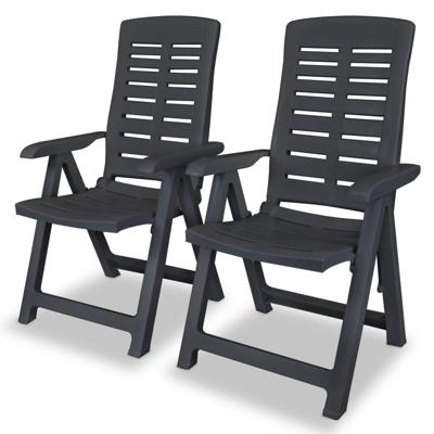 Tuinstoelen 2 st verstelbaar kunststof antracietkleurig