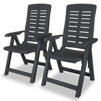 Tuinstoelen 2 st verstelbaar kunststof antracietkleurig