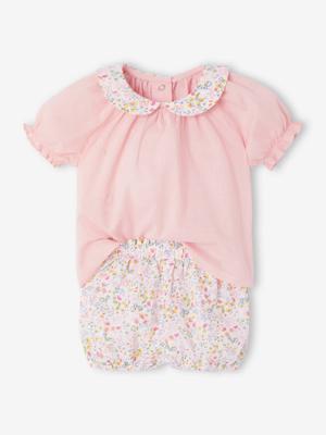 Geboorteset gebloemde short en T-shirt rozen
