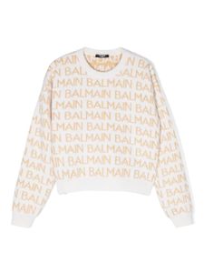 Balmain Kids sweat en maille à logo imprimé - Blanc