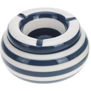 Stormasbak - Donkerblauw met wit - gestreept - keramiek - 11 x 6 cm