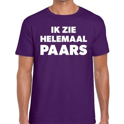 Ik zie helemaal paars - tekst t-shirt - paars - voor heren - verkleedkleding - kleuren