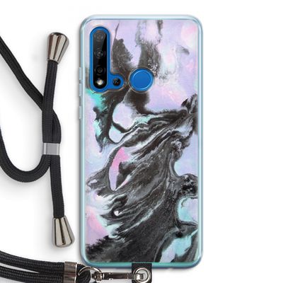 Pastel zwart: Huawei P20 Lite (2019) Transparant Hoesje met koord