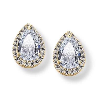 Hart zaad Drop Oorbellen Zircon Fashion Stud Oorbellen van ebben hout metaal kleur: goud