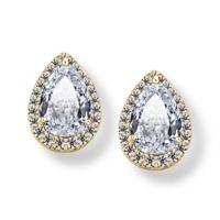 Hart zaad Drop Oorbellen Zircon Fashion Stud Oorbellen van ebben hout metaal kleur: goud