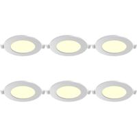 LED Downlight Inbouwspot Dimbaar 6 Stuks - Brinton Thin - 4W 280lm 120° Bundelhoek - Warm Wit 3000K - IP40 - Rond - Wit - Ø85mm Buitenmaat - Ø70mm Zaagmaat