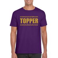 Topper t-shirt paars met gouden glitters heren - thumbnail