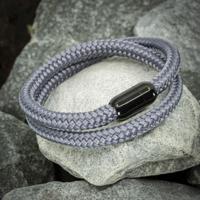Navy™ armband zwarte schakel - Grijs Touw