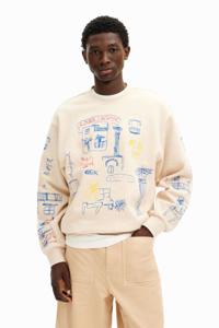 Sweatshirt met illustratieontwerp - WHITE - L