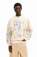 Sweatshirt met illustratieontwerp - WHITE - XL - thumbnail