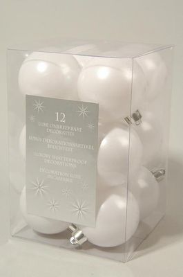 12 kerstballen winterwit 60 mm - Ksd