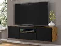 Tv-meubel AUREO 3 deuren 150 cm artisan eik/zwart met led
