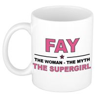 Naam cadeau mok/ beker Fay The woman, The myth the supergirl 300 ml - Naam mokken